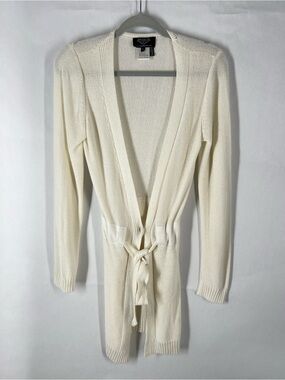 Angel Apparel Ivory Belted Longline Cardigan Sweater Size S
